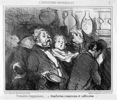 Stupefaction, Compression and Suffocation, First Impressions at the Paris Universal Exhibition, cartoon from the Exposition Universelle series, published in Le Charivari, 24 May, 1855 by Honoré Daumier